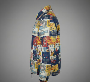 Blouson Coach Homme Noir avec Fermeture Éclair, Motif Camouflage et Patchwork, Imperméable et Respirant en Tissu Polyester, Boutonné - Product Image 4