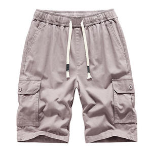 Hot Sale <b>Mens</b> Cotton Cargo Shorts Stretch Waist <b>Drawstring</b> Casual Multi Pocket Oversized Streetwear Summer Shorts OEM - Product Image 5