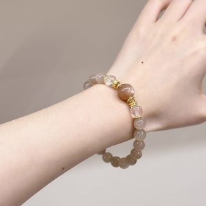 Quartz naturel blanc cristal perlé Bracelet pour femmes élégant lait thé couleur romantique pierres précieuses bijoux équilibre pierre de guérison - Product Image 4