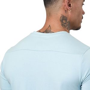 <b>Mens</b> Taped Jersey Tee Light <b>Blue</b> 100% Cotton Crew Neck T-Shirt Short Sleeve Casual Breathable Eco-Friendly Anti-Wrinkle Summer - Product Image 6