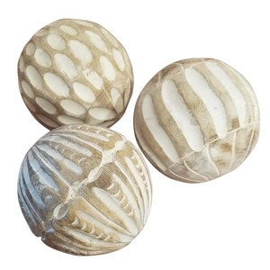 Ensemble de 3 boules décoratives en bois artisanales pour remplir les bols, centre de table de style farmhouse, décoration intérieure - Product Image 1