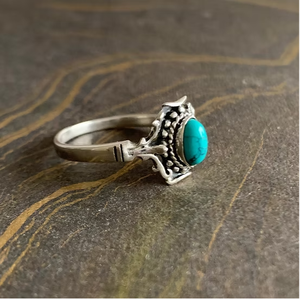 Trendy Vintage Style <b>Turquoise</b> <b>Ring</b> 2.2g Fine Quality Silver 925 Designer Jewelry Collection for Unisex JAIPUR SILVER - Product Image 2
