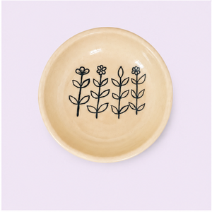 Round <b>Ceramic</b> Pebble <b>Plate</b> with Plant Pattern Minimalist Design Handmade for Presents - Product Image 4