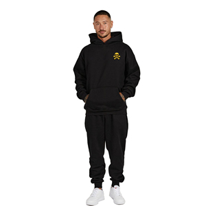 Custom Logo <b>Men's</b> Hooded Fleece Pullover Solid Color Loose Fit Casual Autumn <b>Sweatshirt</b> with Kangaroo Pocket Anti-Pilling - Product Image 4