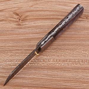Couteau de poche pliant haut de gamme en acier Damas fait main avec verrouillage Liner Lock, pour la chasse en extérieur, EDC, qualité industrielle, manche en os teinté UA - Product Image 4