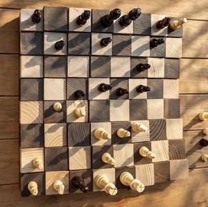 Jeu d'échecs en bois artisanal moderne avec boîte à échecs, design de luxe personnalisable, jeu d'échecs en bois moderne avec boîte - Product Image 1