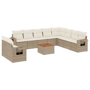 Conjunto de Sofá de Jardín Grande con Patas Ajustables en Ratán Sintético PE Beige, Muebles de Jardín Ajustables - Product Image 2