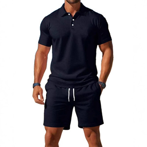 Conjunto de dos piezas de verano informal de alta calidad, moderno, de manga corta y pantalones cortos, cómodo y transpirable, de tela de malla. - Product Image 2