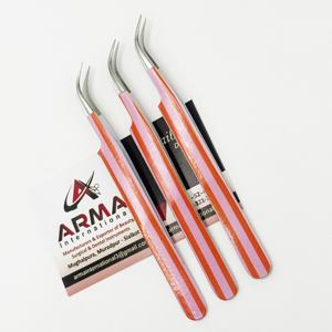Pinzas de Aislamiento Curvas Ecológicas, de Acero Inoxidable Sostenible con Punta Lisa y Recubrimiento de Papel para Extensión de Pestañas, con Logotipo - Product Image 3