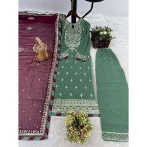 Hermoso conjunto de Dupatta de diseñador y parte superior de mujer para fiestas - Product Image 4