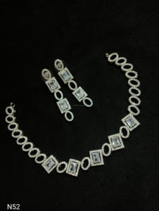 Classic American Diamond Bridal Jewelry Set Two-Piece <b>Necklace</b> <b>and</b> <b>Earrings</b> for Wedding Fashionable Classic Style - Product Image 3