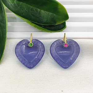 Iolite Quartz Heart Carving Pendant 20mm Heart Shape Handmade Iolite Quartz Carved Charms Gold Plated Charm For Jewelry Supplier - Product Image 1