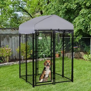 Outdoor Heavy Duty 4 X 4 X 6 Welded Wire Dog Kennel with Roof UV Resistant Playpen <b>Enclosure</b> Escape-proof Lock <b>Pet</b> Cage - Product Image 1
