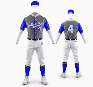 Ensemble uniforme de baseball de Miami 100 % polyester, maillot à manches longues avec impression en twill pour hommes - Product Image 5