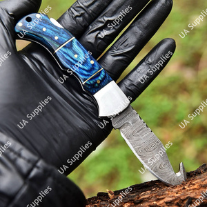 Couteau de chasse DIY d'extérieur, lame en acier Damas, pointe tombante, verrouillage arrière, manche en bois Pakka, couteau de survie tactique pliant, OEM ODM - Product Image 4