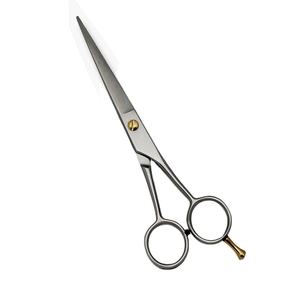 Ciseaux de barbier professionnels pour droitiers avec repose-doigts argenté, outil de coupe de cheveux pour salon de coiffure - Product Image 1