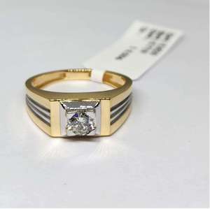 Bague de fiançailles solitaire en diamant naturel 0,506 CT Dwt, bijoux fins, or jaune 14 carats plaqué rhodium, diamants brillants sertis - Product Image 1