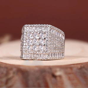 Iced Mens Moissanite <b>Ring</b> Hip Hop Bling <b>Ring</b> Square Baguette Cluster <b>Ring</b> Luxury <b>Statement</b> <b>Ring</b> Men Pave Iced <b>Ring</b> 925 Sterling - Product Image 4