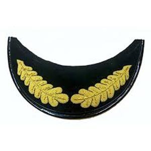 Gorras con visera bordadas para bandas de marcha, al por mayor, con diseños curvos de hilo de bullion francés, viseras de bullion de Mylar a cuadros para fiestas - Product Image 1