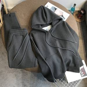 Pantalones de mujer de terciopelo grueso con capucha, leggings, traje deportivo informal de cintura elástica, corte recto, para primavera - Product Image 4