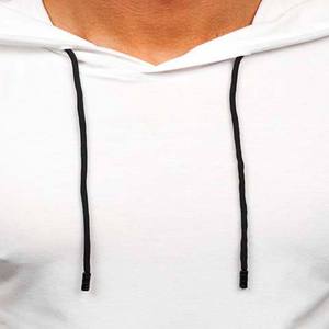 เสื้อฮู้ดแขนสั้นสีขาวสำหรับผู้ชาย ทรงเข้ารูป ผ้าฝ้ายถัก สไตล์ลำลอง สีพื้น สำหรับฤดูร้อน - Product Image 5