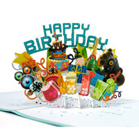 Collection de cartes Popup 3D Happy Birthday de fabrication personnalisée pour les entreprises comme cadeaux clients
