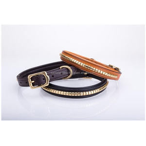 Collar de perro de cuero genuino 100% hecho a medida con relleno súper suave y trabajo de tachuelas proveedor mayorista y fabricante - Product Image 4