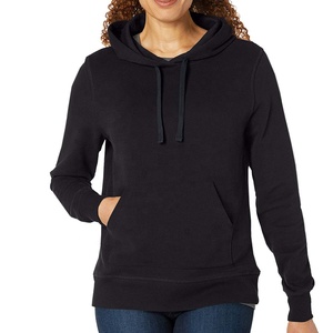 Sweat-shirt à capuche noir personnalisé OEM pour homme, couleur unie, avec cordon de serrage, en molleton décontracté - Product Image 3
