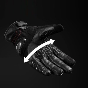 Guantes de carreras de cuero de dedo completo, negros, blancos, rojos, con malla transpirable y protección para los nudillos, para montar, unisex. - Product Image 3