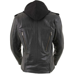 Veste de motard en cuir noir de qualité supérieure pour femme SAMROZ SPORTS avec capuche - Product Image 2
