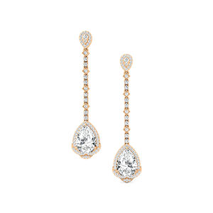 Boucles d'oreilles pendantes en or massif 14K 18K avec diamants de laboratoire taille poire, personnalisées, D VVS certifiées IGI, 4 carats au total, luxe - Product Image 3