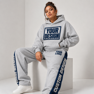 Conjunto de Sudadera con Capucha y Pantalones Deportivos con Logotipo Personalizado, Estampado Puff, Etiqueta Privada OEM, Cintura Elástica con Cordón, Forro Polar Térmico - Product Image 4