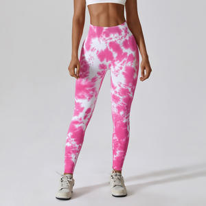 Leggings de Yoga Tie Dye Coloridos al por Mayor, Personalizados, sin Costuras, de Cintura Alta, Transpirables, para Mujer, para Entrenamiento y Fitness - Product Image 3