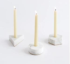 Unique Design White <b>Marble</b> <b>Candle</b> <b>Holder</b> Geometric Shape Tabletop 9cm diameter Tea Light <b>Holder</b> Set of 3 - Product Image 1