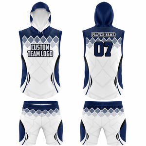 Ensemble short et sweat à capuche sans manches personnalisé par sublimation pour homme – Nom du joueur, numéros d'équipe, motif – Polyester/Coton, séchage rapide, Football - Product Image 3