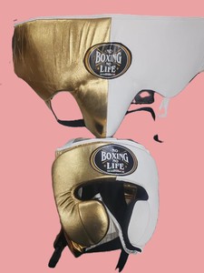 Guantes de Boxeo Personalizados 'No Boxing No Life', Conjunto de Protección para la Cabeza, Color Blanco y Dorado, con Cordones, Equipo de Entrenamiento para Adultos, Protector Inguinal, Guantes de Boxeo Winning - Product Image 4