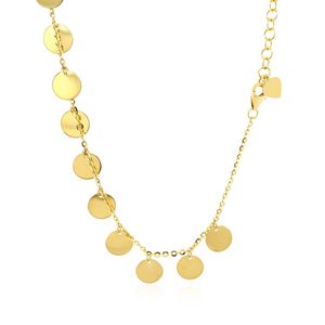 Collar con Colgante de Oro Amarillo de 14k, Discos Pulidos, Estilo Gargantilla - Product Image 3
