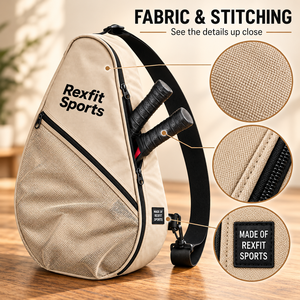 Bolsa de raqueta de squash personalizada de un solo hombro con doble cremallera y bolsillo frontal de malla para práctica deportiva y viajes. - Product Image 4