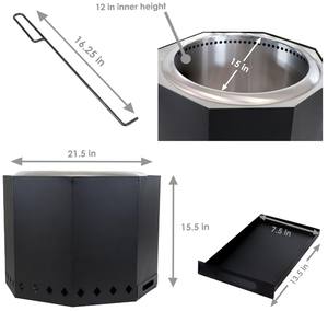 Braseros Pintados para Exteriores con Cubiertas Protectoras, Brasero sin Humo con Recortes Ondulados, 30"D x 30"W x 20"H, 22 lbs - Product Image 5