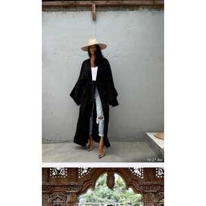 Robe longue d'été personnalisée pour femme, en maille, fendue, blanche, décontractée, à manches 3/4, coupe ample, unie - Product Image 3