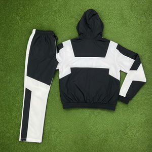 Sudadera con capucha personalizada al por mayor, de corte regular, estilo urbano, con cordón, estampada, con bloques de color, ligera y cortavientos. - Product Image 1