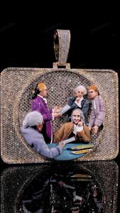 Colgante de Moissanita VVS Personalizado con Esmalte, Diseño 3D en Plata 925, Pasa el Test de Diamantes, Joyería Hip Hop para Raperos - Product Image 3