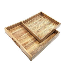 Plateau de service en bois le plus vendu plateau de service en bois de luxe plateaux de service en bois OEM personnalisés fabriqués en Inde plateaux en bois durables - Product Image 5