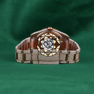 Reloj de Cuarzo Moissanite Totalmente Cubierto de Diamantes para Hombre, Estilo Presidente, VVS1, Color D, Aprobado por el Probador de Diamantes, Dos Tonos, Números Romanos - Product Image 5