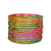 Nouveauté : Bracelets en verre multicolores style Kashmiri Raindrop, avec détails perlés plaqués or, bijoux de mode pour mariage, prix de gros