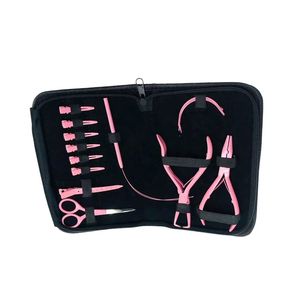 Kit de pinces pour extensions capillaires avec brosse en nylon et poils de sanglier, ouvre-micro-perles et pinces d'application pour extensions à trame et I-Tip - Product Image 1