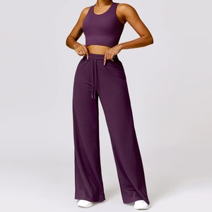 Wholesale Custom Women’s Yoga Set – Strappy Sports Bra & High Waist Tummy <b>Control</b> <b>Leggings</b> Gym Wear - Product Image 5