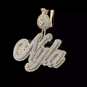 Custom Money Bag Name <b>Pendant</b> 14K <b>Solid</b> <b>Gold</b> Lab Grown Diamond Hip Hop Iced Out Personalized <b>Pendant</b> - Product Image 4