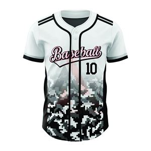 Maillot de baseball personnalisé OEM pour hommes et femmes, anti-bactérien, séchage rapide, respirant, col en V, logo personnalisé, imprimé camouflage, grandes tailles - Product Image 1