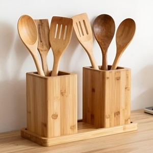 Boîte à couverts en bois de qualité supérieure, forme carrée, pour une seule personne, ustensiles de cuisine, au meilleur prix - Product Image 2